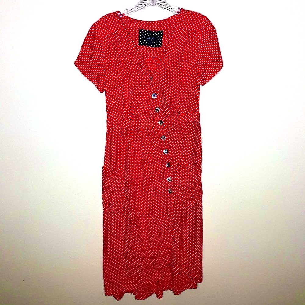 ANTHROPOLOGIE MAEVE Red Polka Dot Dress